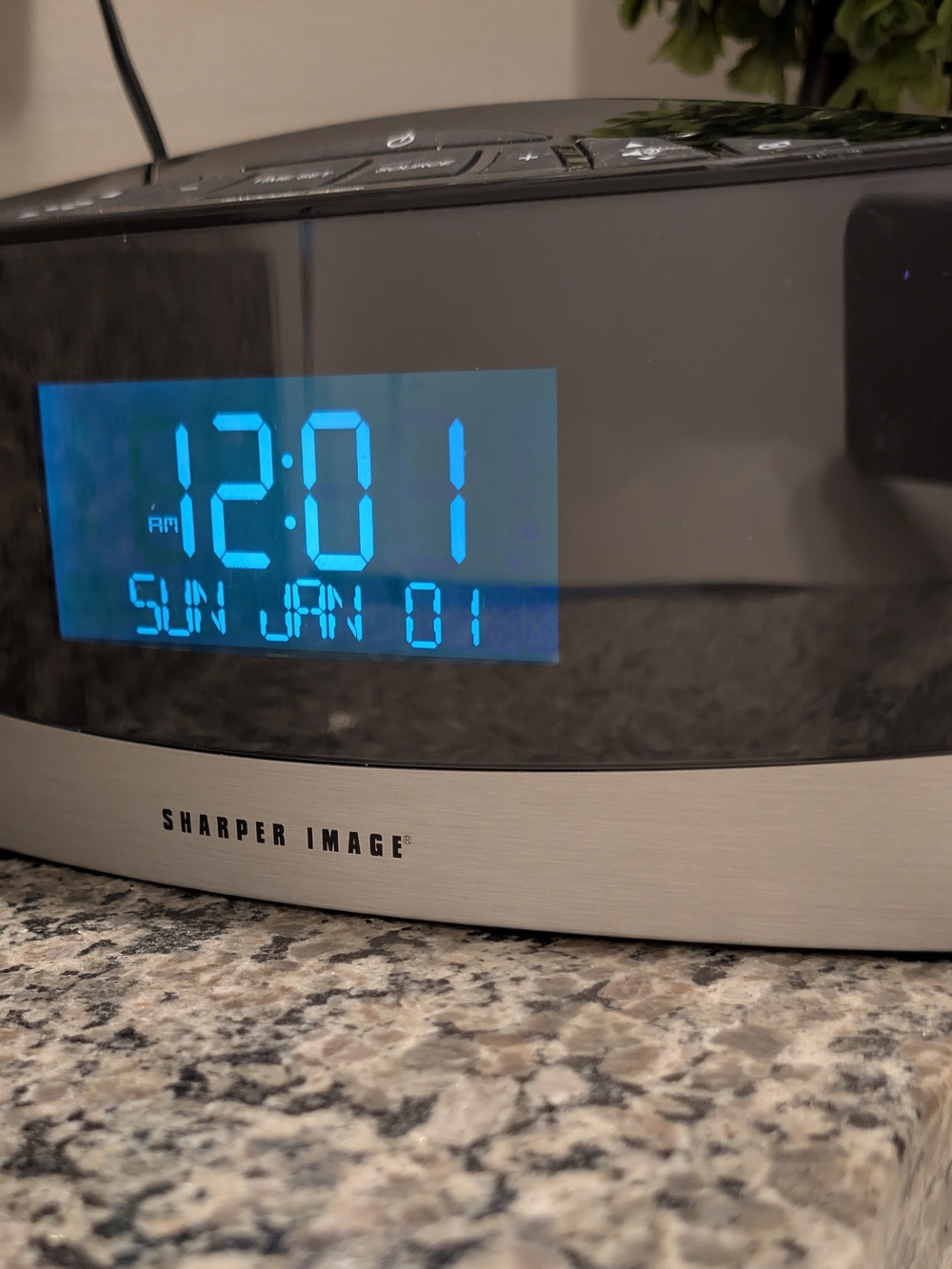 Sharper Image Dual Digital Alarm Clock Radio - Blue Display White Noise